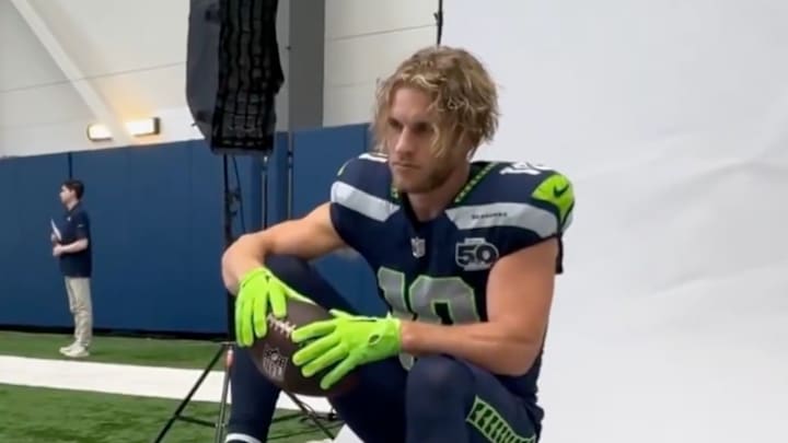 Seattle Seahawks receiver Cooper Kupp poses for media day. Seattle Seahawks receiver Cooper Kupp poses for media day.