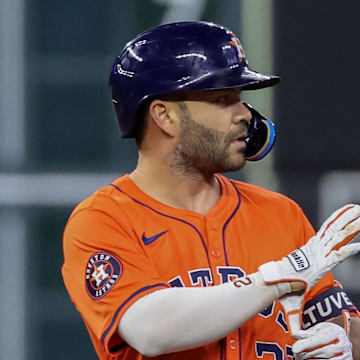 Houston Astros second baseman Jose Altuve (27) cals time out after he hit a stand up double against the Arizona Diamondbacks in the first inning at Minute Maid Park on Sept 6.