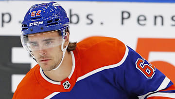 Edmonton Oilers forward Raphael Lavoie (62) 