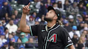 Apr 19, 2025; Chicago, Illinois, USA; Arizona Diamondbacks pitcher Juan Morillo (67) makes his MLB debut against the Chicago Cubs during the seventh inning at Wrigley Field. Mandatory Credit: David Banks-Imagn Images