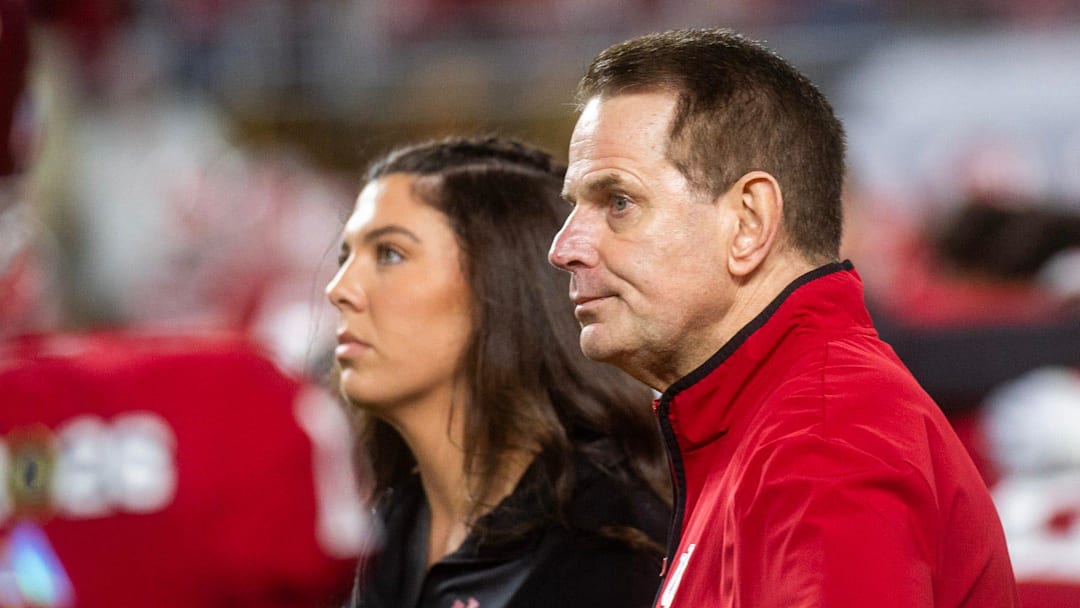 Indiana Head Coach Curt Cignetti watches his team get loose before the College Football Playoff National Championship college football game at Hard Rock Stadium in Miami Gardens on Monday, Jan. 19, 2026.