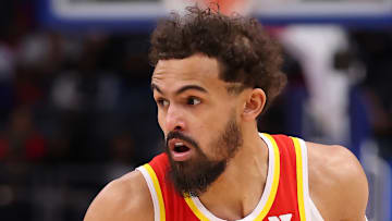 Trae Young #11 of the Atlanta Hawks v Detroit Pistons