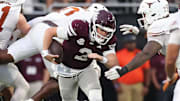 Mississippi State Bulldogs quarterback Blake Shapen (2) runs the ball during the third quarter against the Texas Longhorns at Davis Wade Stadium at Scott Field.