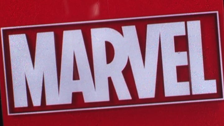 In this photo illustration, Marvel Entertainment logo seen...