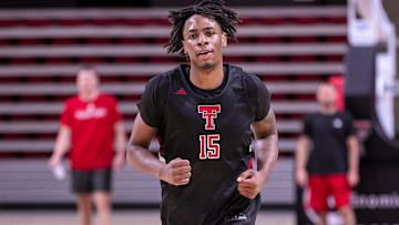 JT Toppin runs sprints during Texas Tech basketball practice, Thursday, September 26, 2024, in United Supermarkets Arena.