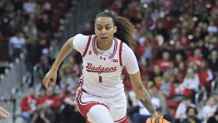 Wisconsin's Destiny Howell drives to the basket during the first half against Iowa Sunday March 1, 2026 at the Kohl Center in Madison, Wis.