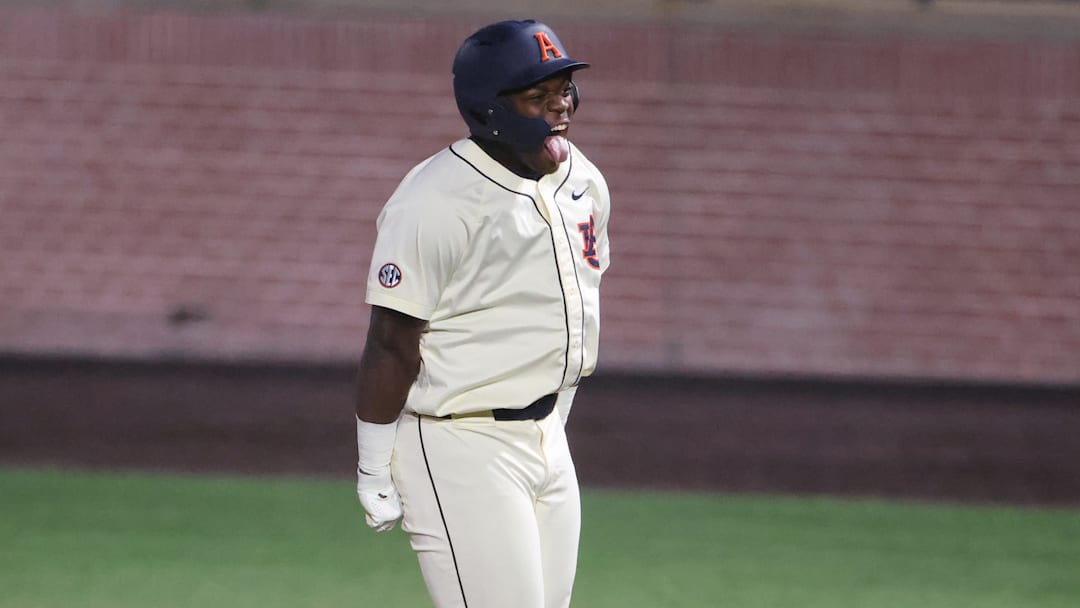 Auburn's Bub Terrell celebrates his walk-off single in his team's 4-3 win over West Georgia. Auburn's Bub Terrell celebrates his walk-off single in his team's 4-3 win over West Georgia.
