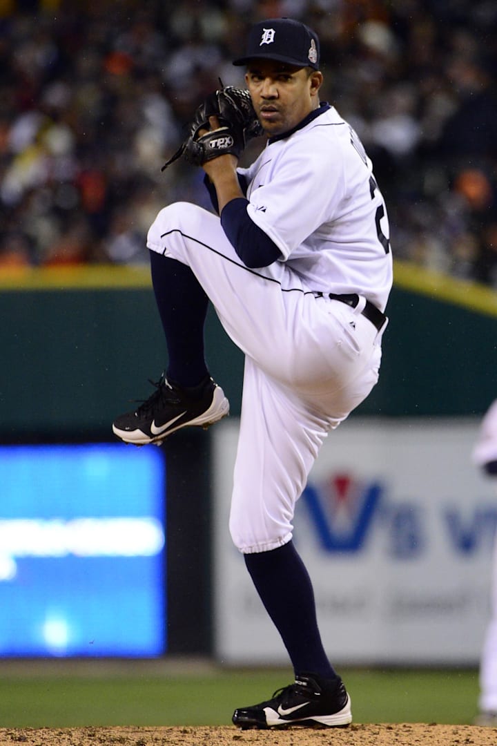 Detroit Tigers pitcher Octavio Dotel throws against the San Francisco Giants. 