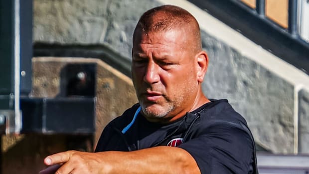 Wisconsin offensive coordinator Phil Longo is shown during football practice Wednesday, August 14, 2024 in Madison, Wisconsin