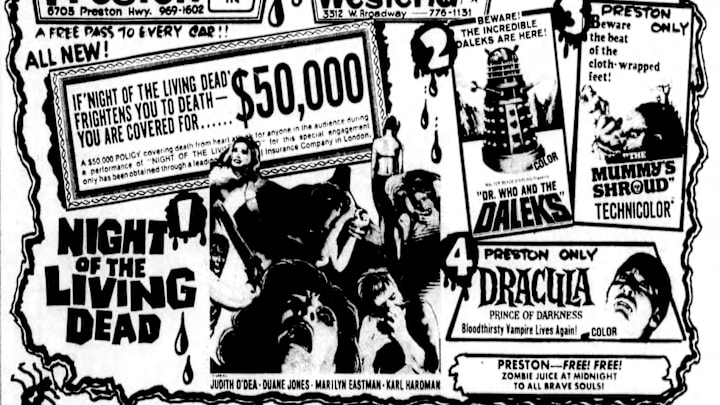 Night of the Living Dead (1968) theatre ad