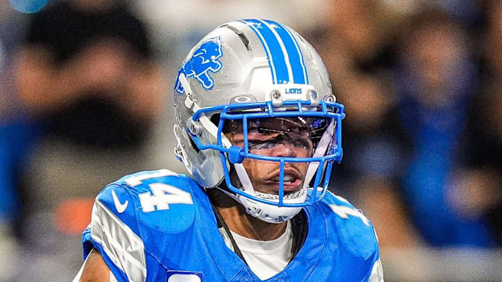 Detroit Lions wide receiver Amon-Ra St. Brown (14). Detroit Lions wide receiver Amon-Ra St. Brown (14).