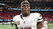 Oct 15, 2023; Atlanta, Georgia, USA; Washington Commanders wide receiver Terry McLaurin (17) after a game against the Atlanta Falcons at Mercedes-Benz Stadium. Mandatory Credit: Brett Davis-Imagn Images