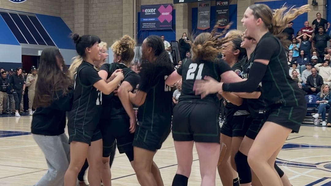 Sage Hill girls basketball celebrates a shocking win over No. 1 Sierra Canyon in the CIF State Open Division regional playoffs. Sage Hill girls basketball celebrates a shocking win over No. 1 Sierra Canyon in the CIF State Open Division regional playoffs.