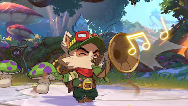 Teemo blowing a trumpet in 2XKO Early Access.