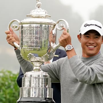 Collin Morikawa celebrates his 2020 PGA Championship victory