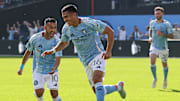 Alonso Martinez (middle) powered New York City FC to a commanding victory over the New York Red Bulls on Saturday afternoon. 