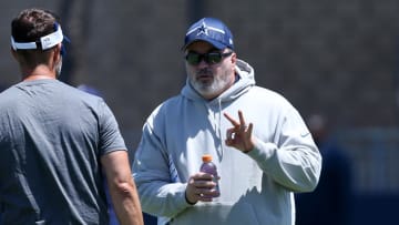 Jul 26, 20JuJul 26, 2024; Oxnard, CA, USA; Dallas Cowboys head coach Mike McCarthy during training camp at the River Ridge Playing Fields in Oxnard, Californian.  Mandatory Credit: Jason Parkhurst-USA TODAY Sports