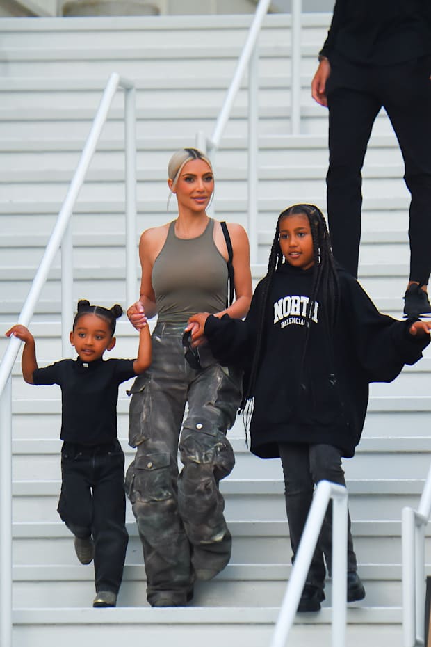 Kim Kardashian with her kids North and Chicago West leaving the American Dream Mall and Amusement Park