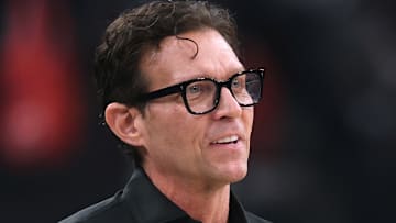Atlanta Hawks head coach Quin Snyder reacts against the Los Angeles Clippers.