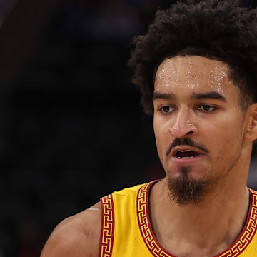 Nov 14, 2025; Inglewood, California, USA;  Southern California Trojans guard Rodney Rice (1) dribbles the ball against Illinois State Redbirds guard Johnny Kinziger (11) during the first half of the Hall of Fame Series game at Intuit Dome. Mandatory Credit: Kiyoshi Mio-Imagn Images