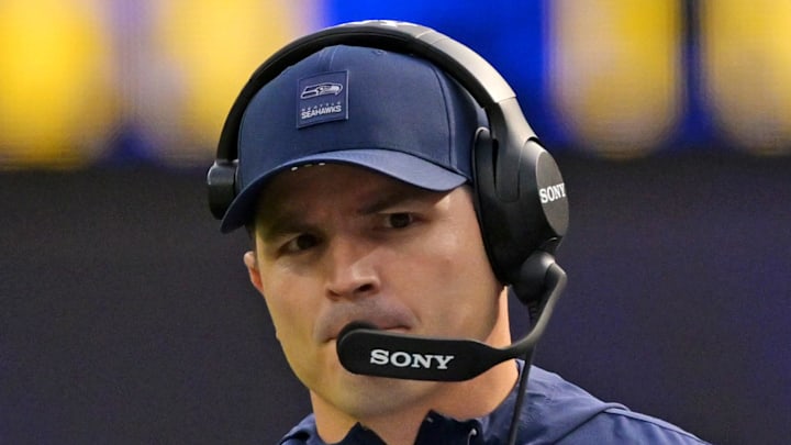 Seattle Seahawks head coach Mike Macdonald on the sidelines