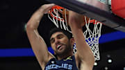Memphis Grizzlies forward Santi Aldama dunks during the third quarter against the Portland Trail Blazers