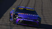 Oct 12, 2025; Las Vegas, Nevada, USA; NASCAR Cup Series driver Denny Hamlin (11) during the South Point 400 at Las Vegas Motor Speedway.