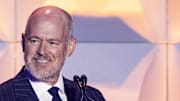 Rich Eisen speaks at the 2024 Pro Football Hall of Fame Enshrinees’ gold jacket dinner at Canton Memorial Civic Center on Aug 2, 2024.