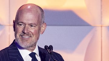 Rich Eisen speaks at the 2024 Pro Football Hall of Fame Enshrinees’ gold jacket dinner at Canton Memorial Civic Center on Aug 2, 2024.