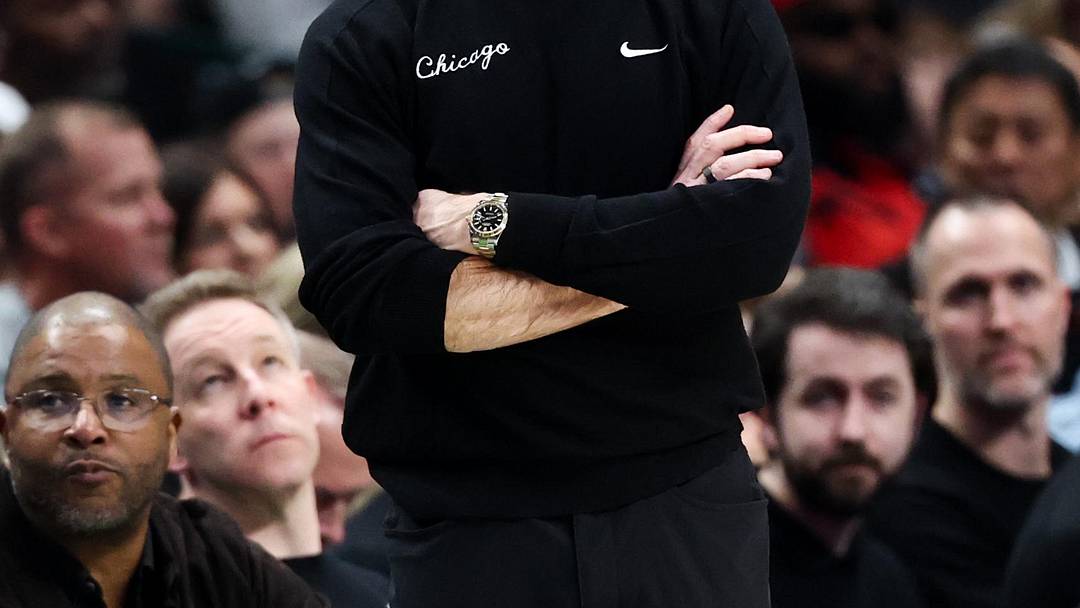 Apr 12, 2026; Dallas, Texas, USA;  Chicago Bulls head coach Billy Donovan reacts against the Dallas Mavericks during the first half at American Airlines Center. Mandatory Credit: Kevin Jairaj-Imagn Images