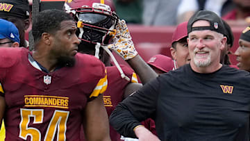 Washington Commanders linebacker Bobby Wagner and head coach Dan Quinn