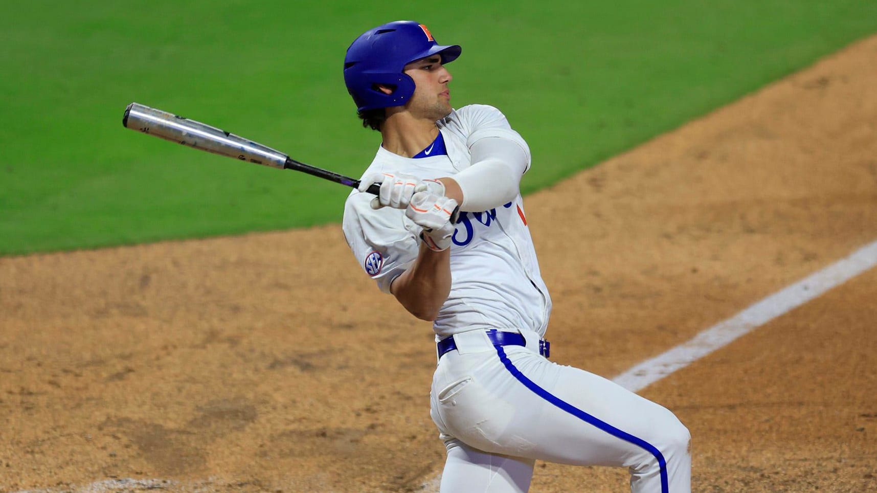 Florida’s Jac Caglianone follows through on a swing