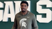 Michigan State Spartans linebacker Wayne Matthews III speaks to the media during a press conference on Nov. 19, 2025.