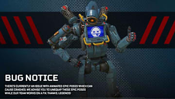 Apex Legends developers are warning players not to strike poses as they could prompt a game-crashing bug.