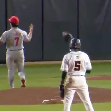 Brian Curley celebrates closing out a game against Kennesaw State.