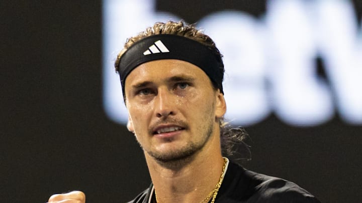 Alexander Zverev celebrates during his match