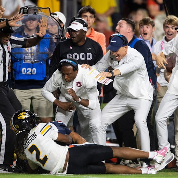 Auburn Tigers interim head coach DJ Durkin is known for his energy on the sideline.