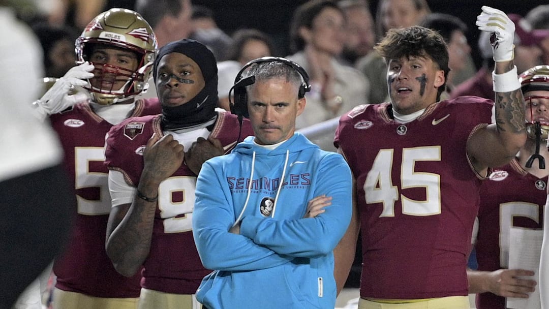 Nov 1, 2025; Tallahassee, Florida, USA; Florida State Seminoles head coach Mike Norvell during the first quarter against the Wake Forest Demon Deacons at Doak S. Campbell Stadium. Mandatory Credit: Melina Myers-Imagn Images Nov 1, 2025; Tallahassee, Florida, USA; Florida State Seminoles head coach Mike Norvell during the first quarter against the Wake Forest Demon Deacons at Doak S. Campbell Stadium. Mandatory Credit: Melina Myers-Imagn Images