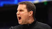 Mar 11, 2022; Tampa, FL, USA; LSU Tigers head coach Will Wade against the Arkansas Razorbacks during the first half at Amalie Arena. Mandatory Credit: Kim Klement-Imagn Images