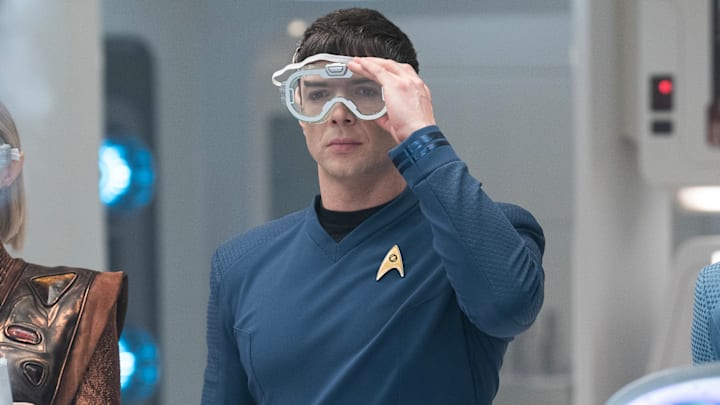 L to R Jess Bush as Chapel, Ethan Peck as Spock and Babs Olusanmokun as Dr. MBenga in season 3 , Episode 8 of Strange New Worlds streaming on Paramount+. Photo Credit: Marni GrossmanParamount+