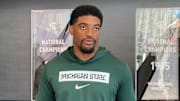 Michigan State linebacker Wayne Matthews III talks to the media on Oct. 29, 2025.