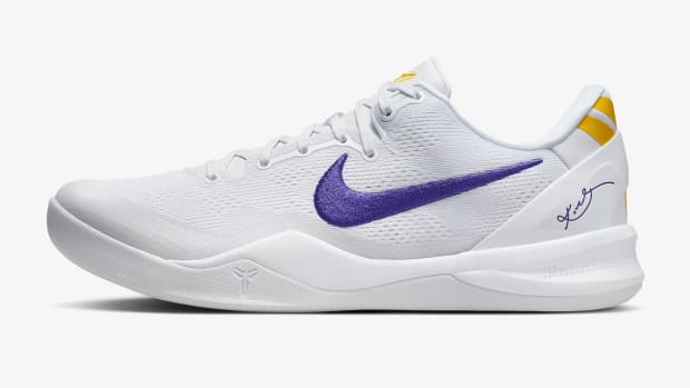 Kobe Bryant's white and purple Nike sneaker.