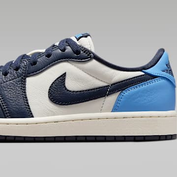 The Air Jordan 1 Low OG "Obsidian" colorway.