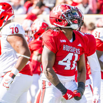 Indiana's Lanell Carr Jr. (41) during the first half of the Indiana versus Rutgers football game at Memorial Stadium on Saturday, Oct. 21. 2023.