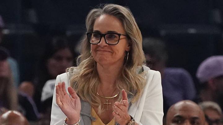 May 31, 2026; San Francisco, California, USA;  Las Vegas Aces head coach Becky Hammon watches the action against the Golden State Valkyries in the first quarter at Chase Center. Mandatory Credit: David Gonzales-Imagn Images
