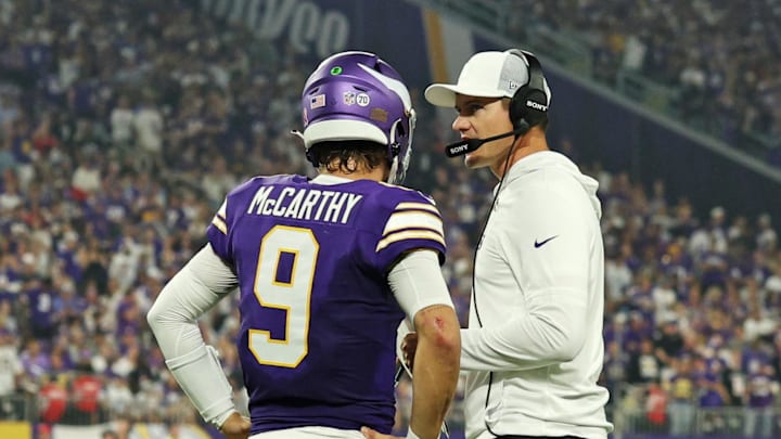 Vikings quarterback J.J. McCarthy seems to be progressing in his recovery from an ankle sprain. Vikings quarterback J.J. McCarthy seems to be progressing in his recovery from an ankle sprain.