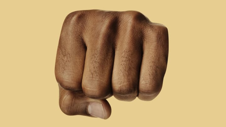 A fist is pictured