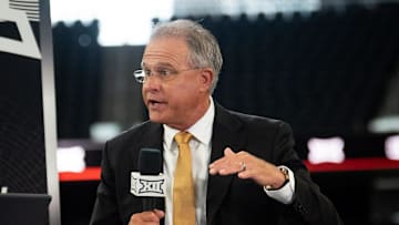 University of Central Florida Head Coach Gus Malzahn goes on ESPN on the second day of Big 12 Media Days in AT&T Stadium in Arlington, Texas, July 13, 2023.