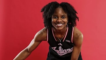Indiana recruit Jerni Kiaku poses during her official visit with the Hoosiers.