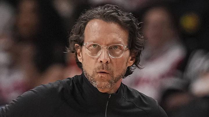 Atlanta Hawks head coach Quin Snyder shown on the bench during the game against the Orlando Magic during the first half at State Farm Arena on March 16, 2026.